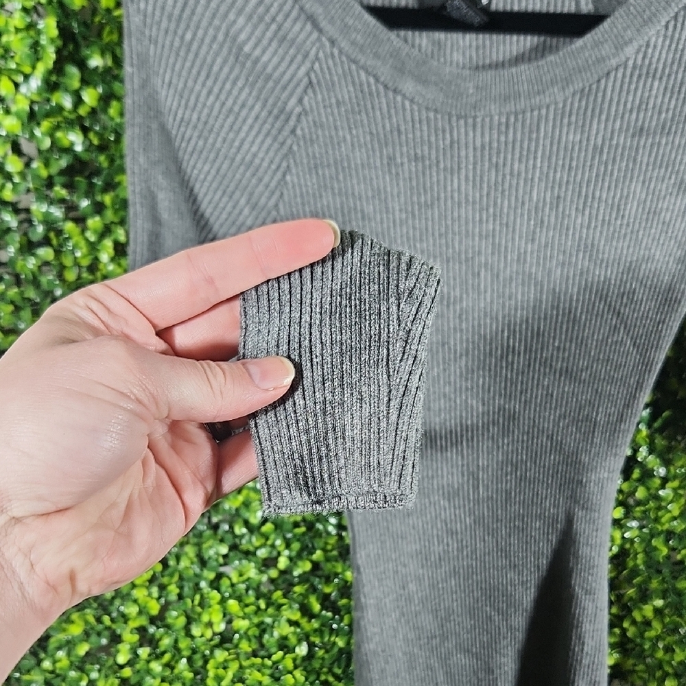 Gray Ribbed Midi Dress Medium - Picture 5 of 8